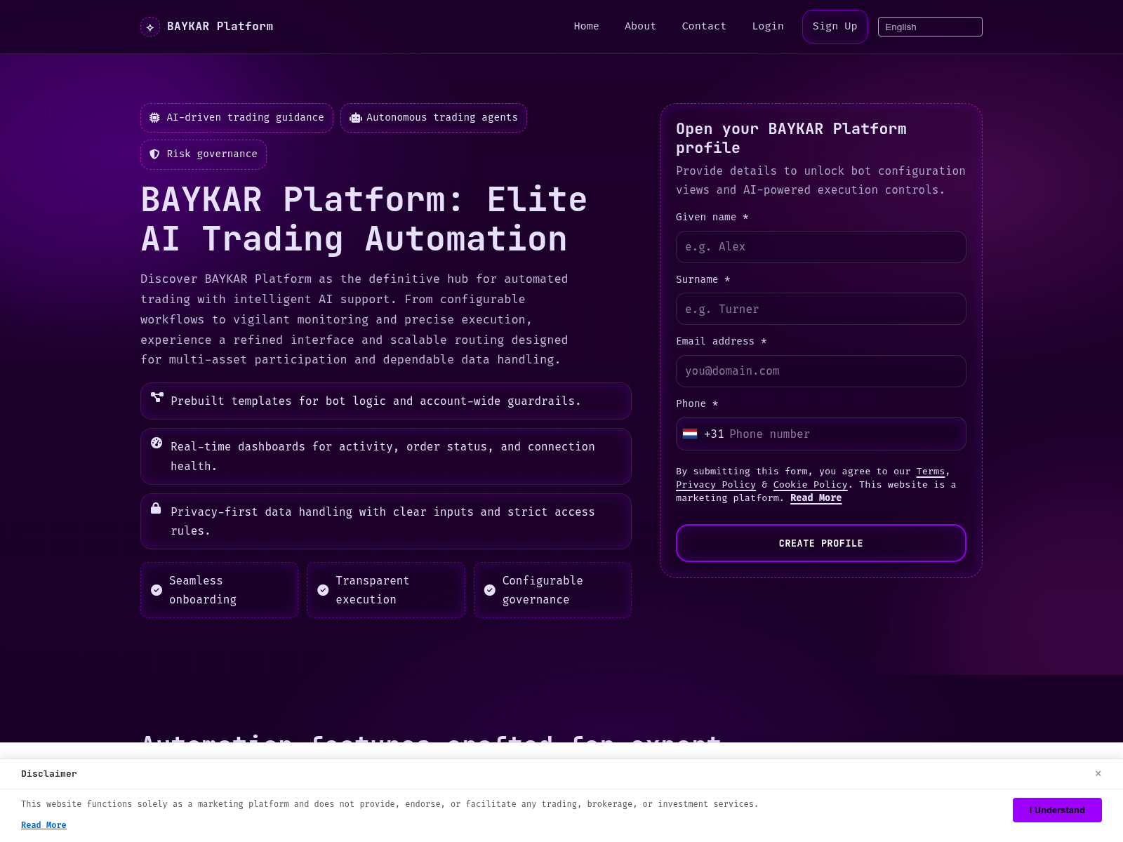 Screenshot di baykar-platform.pro