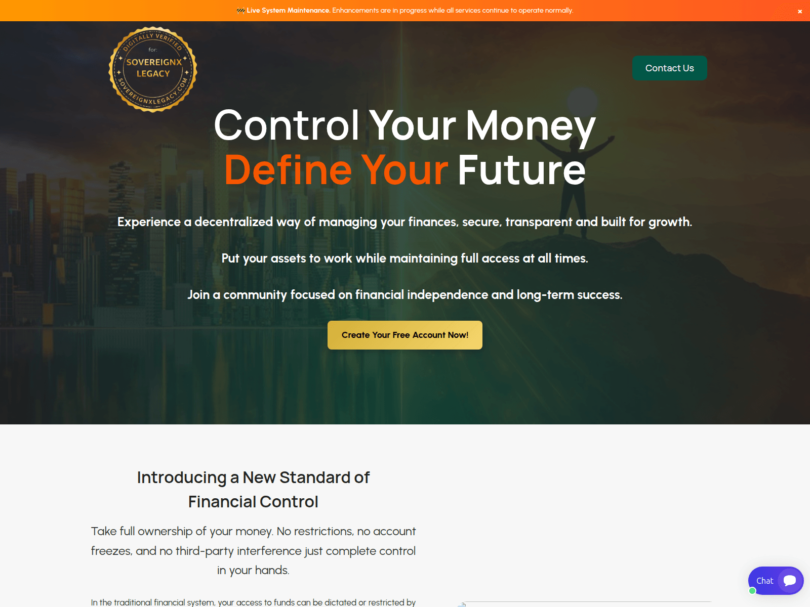 Screenshot of sovereignchainnetwork.com