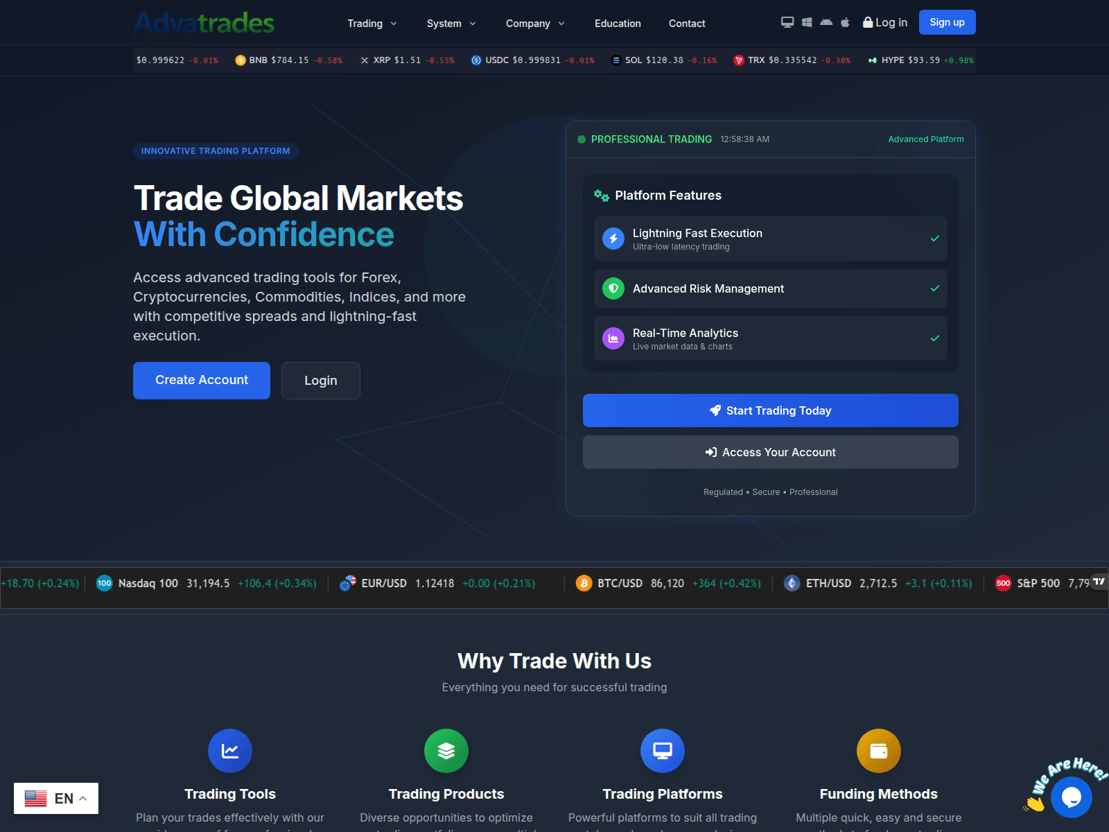 Screenshot of advatrades.com