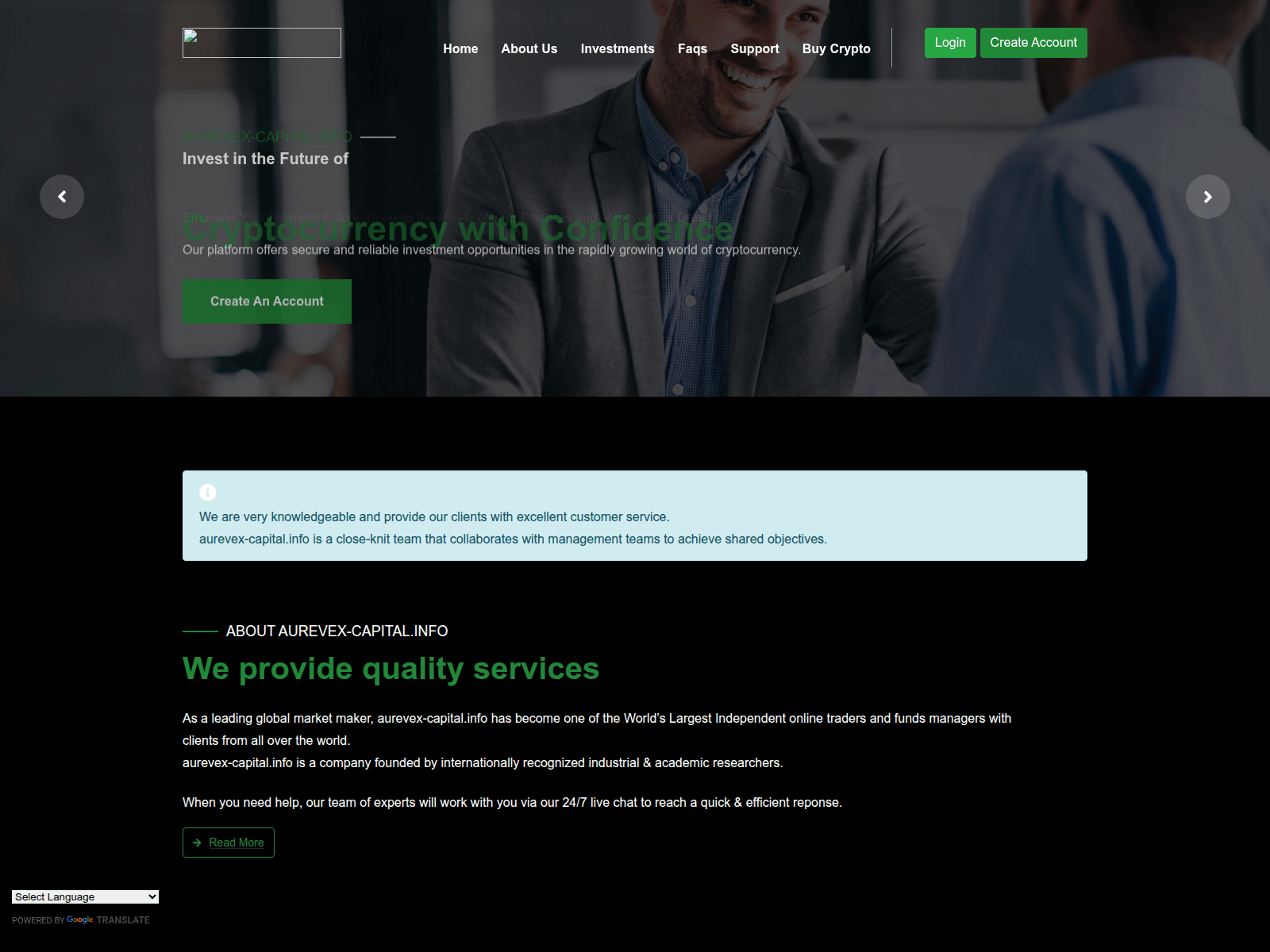 Screenshot of aurevex-capital.info