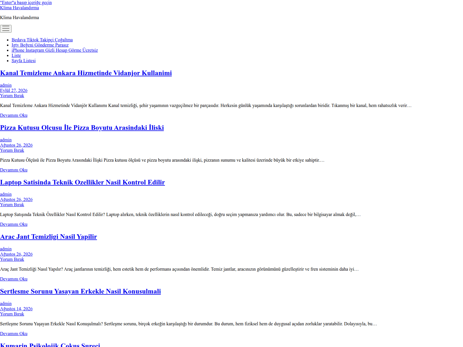 Screenshot of klimahavalandirma.com.tr