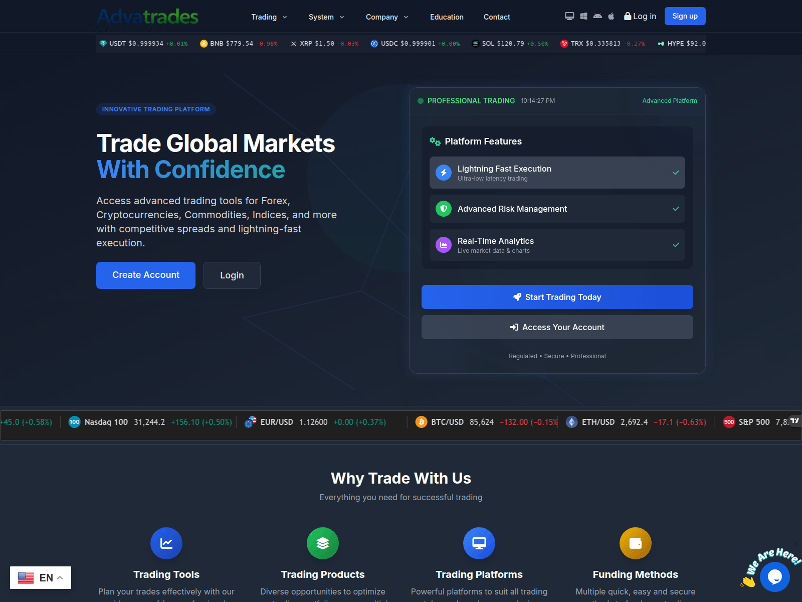 Screenshot of advatrades.com