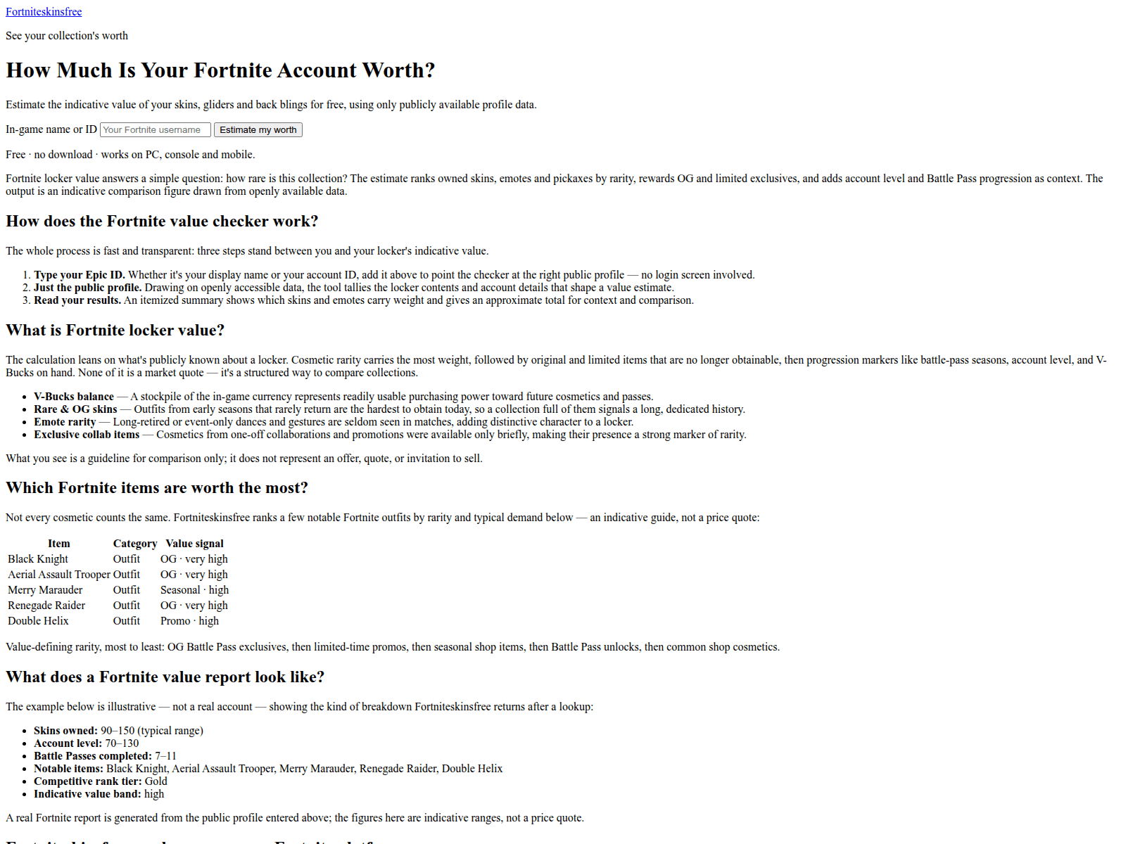 Screenshot of fortniteskinsfree.com