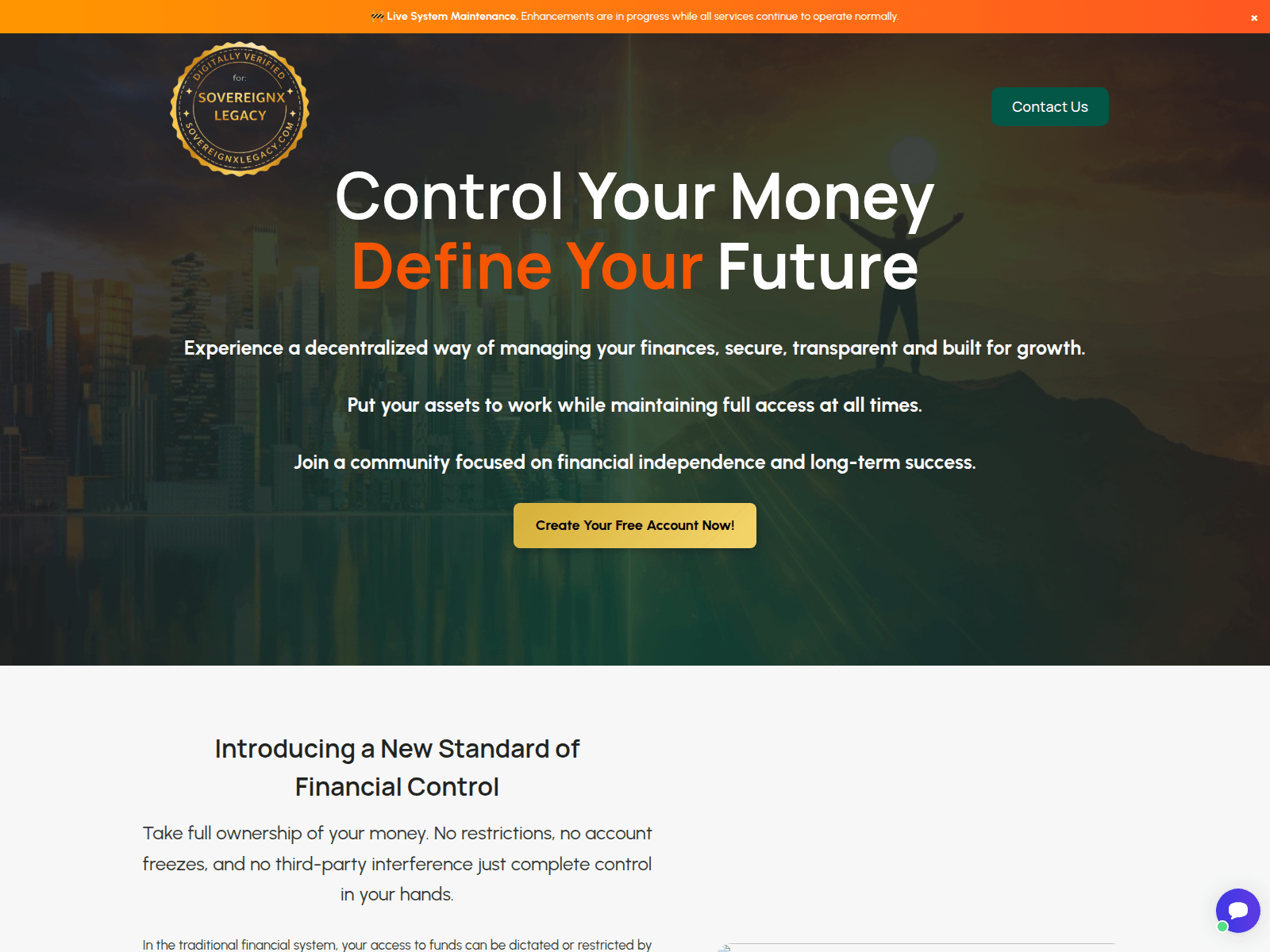 Screenshot of sovereignchainnetwork.com
