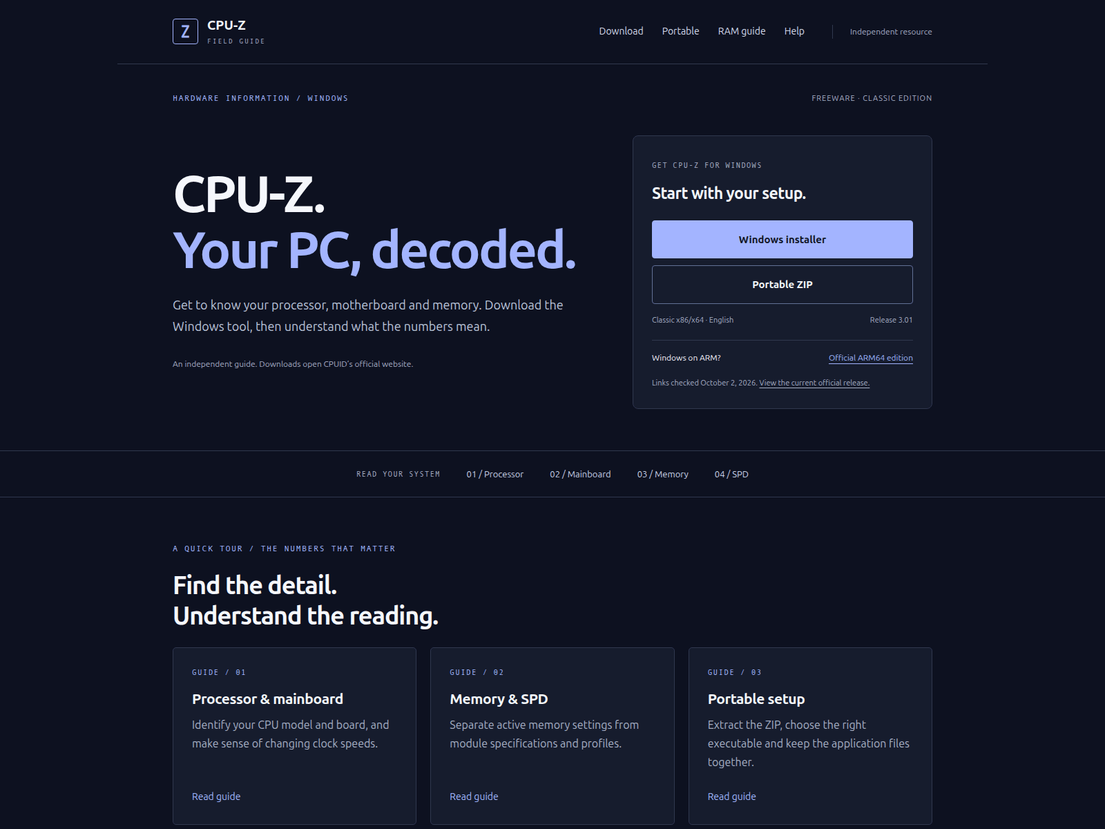 Снимок экрана cpuid.site