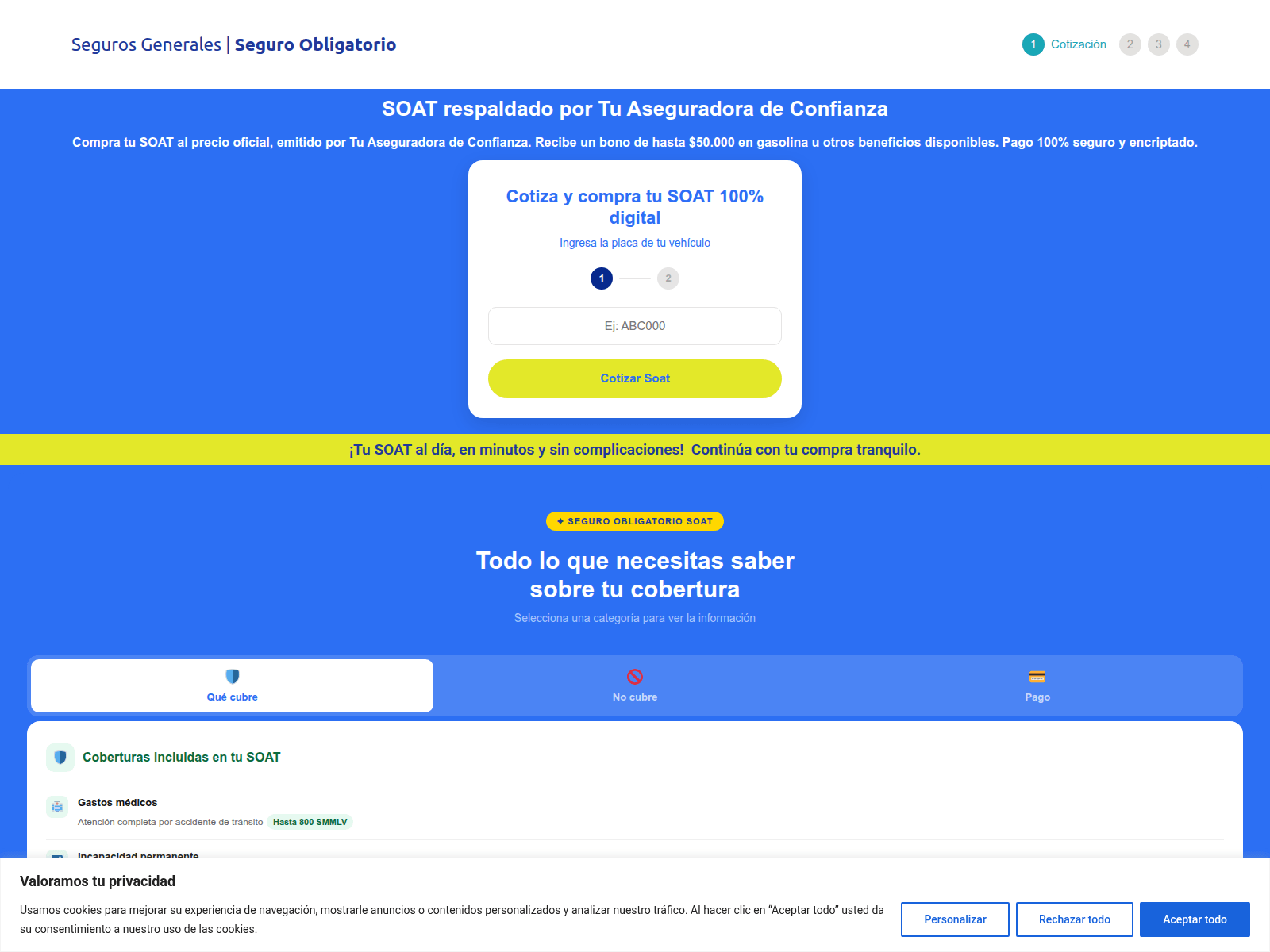 Снимок экрана generalessuraenlineaseguros.com