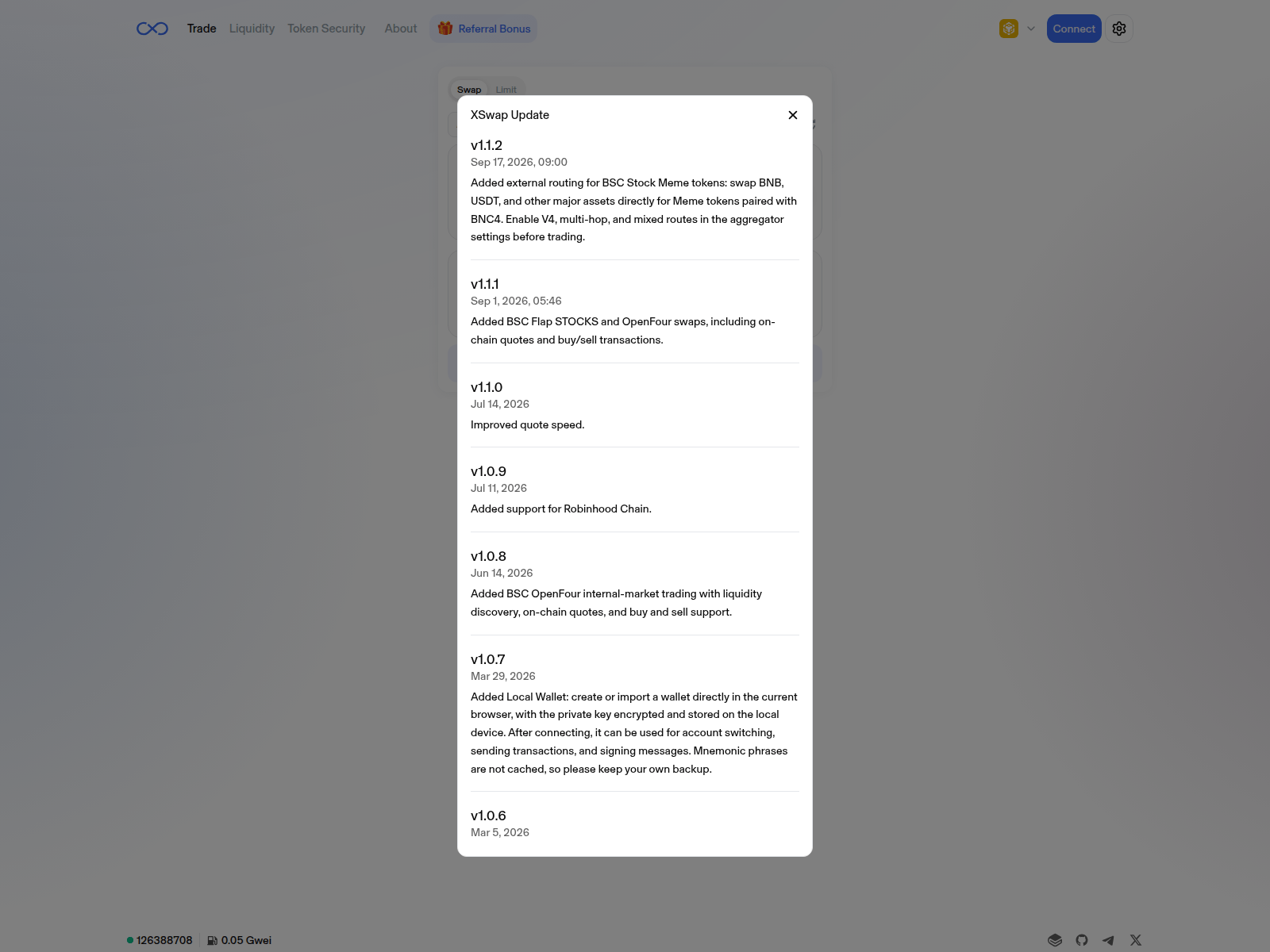 Screenshot von xswap.click