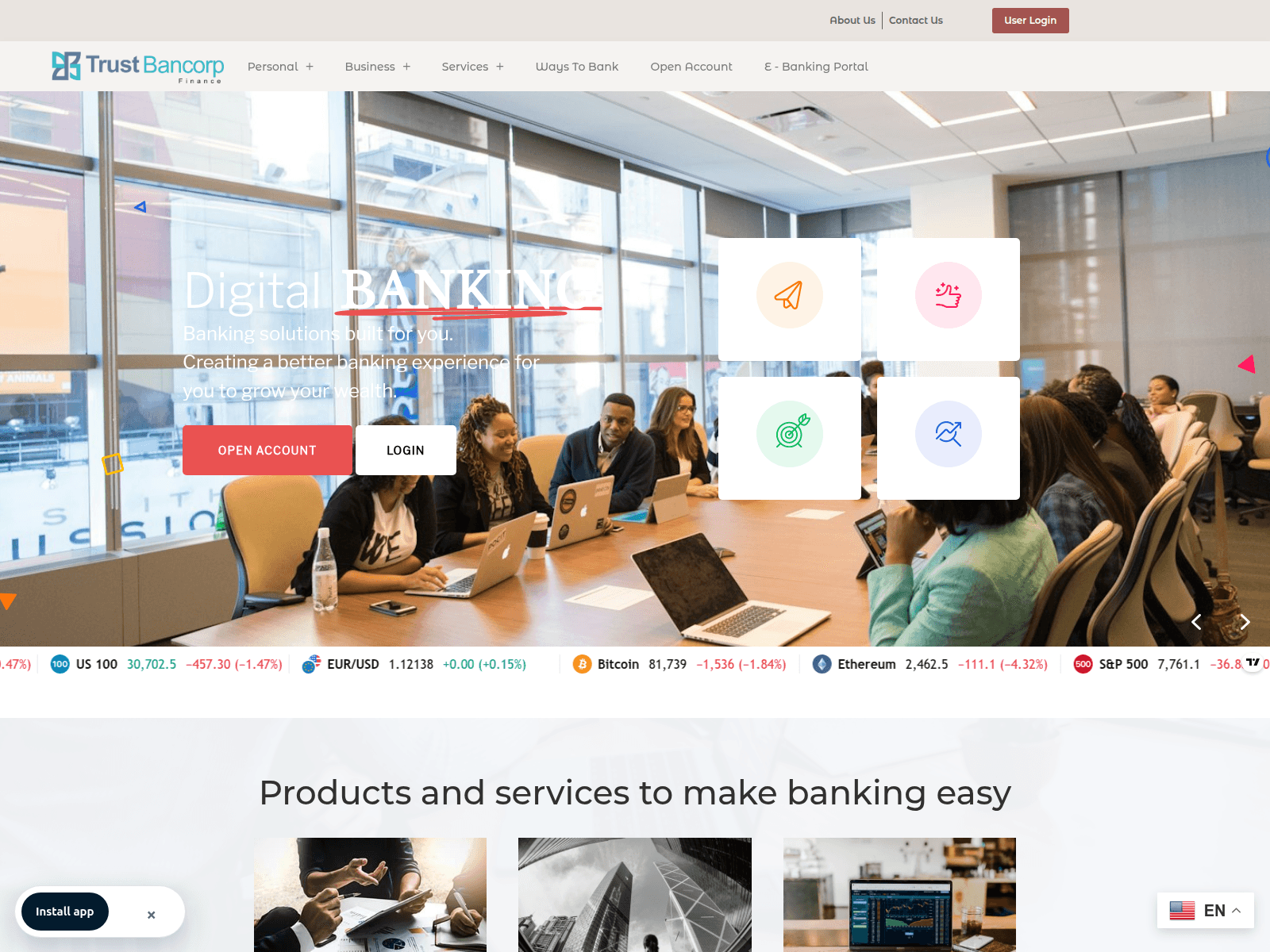 Screenshot of trustbancorpfin.com