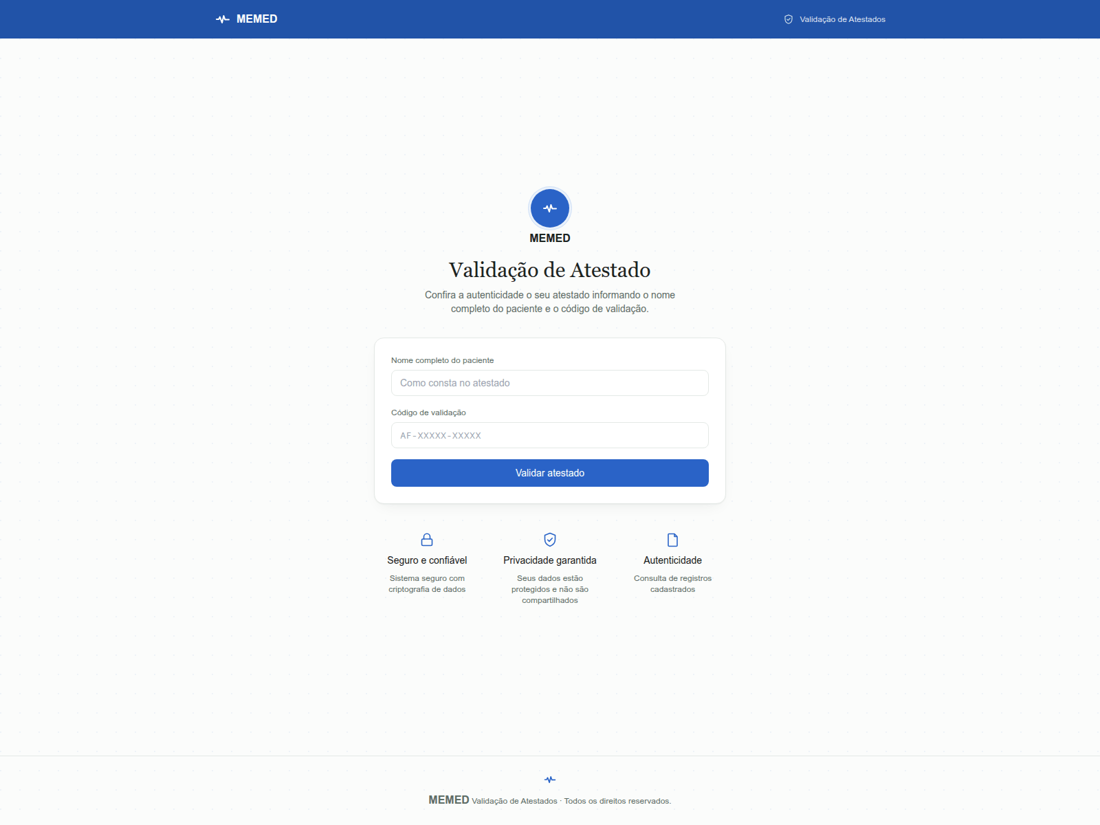 Screenshot of validar-memed.com.br