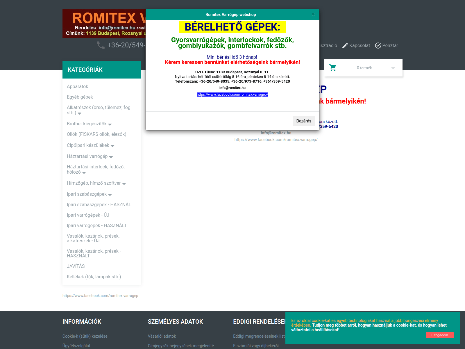 Screenshot of varrogep.hu