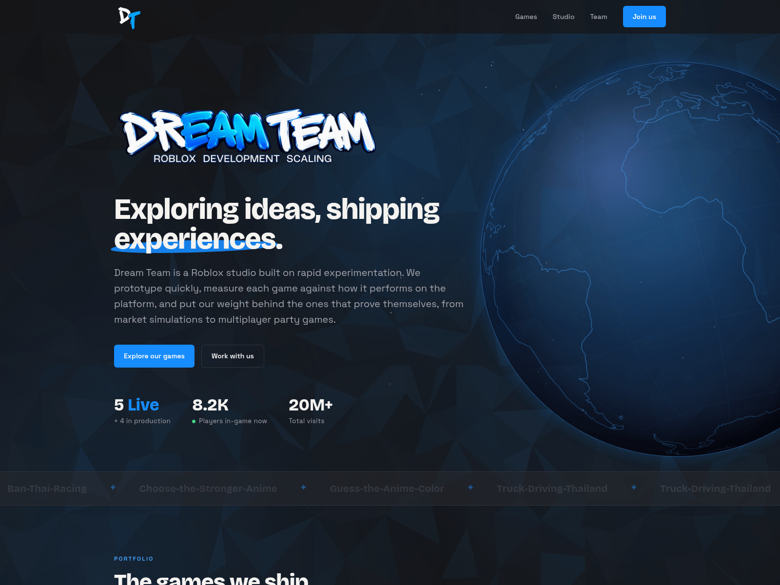 Снимок экрана dreamteamworks.com