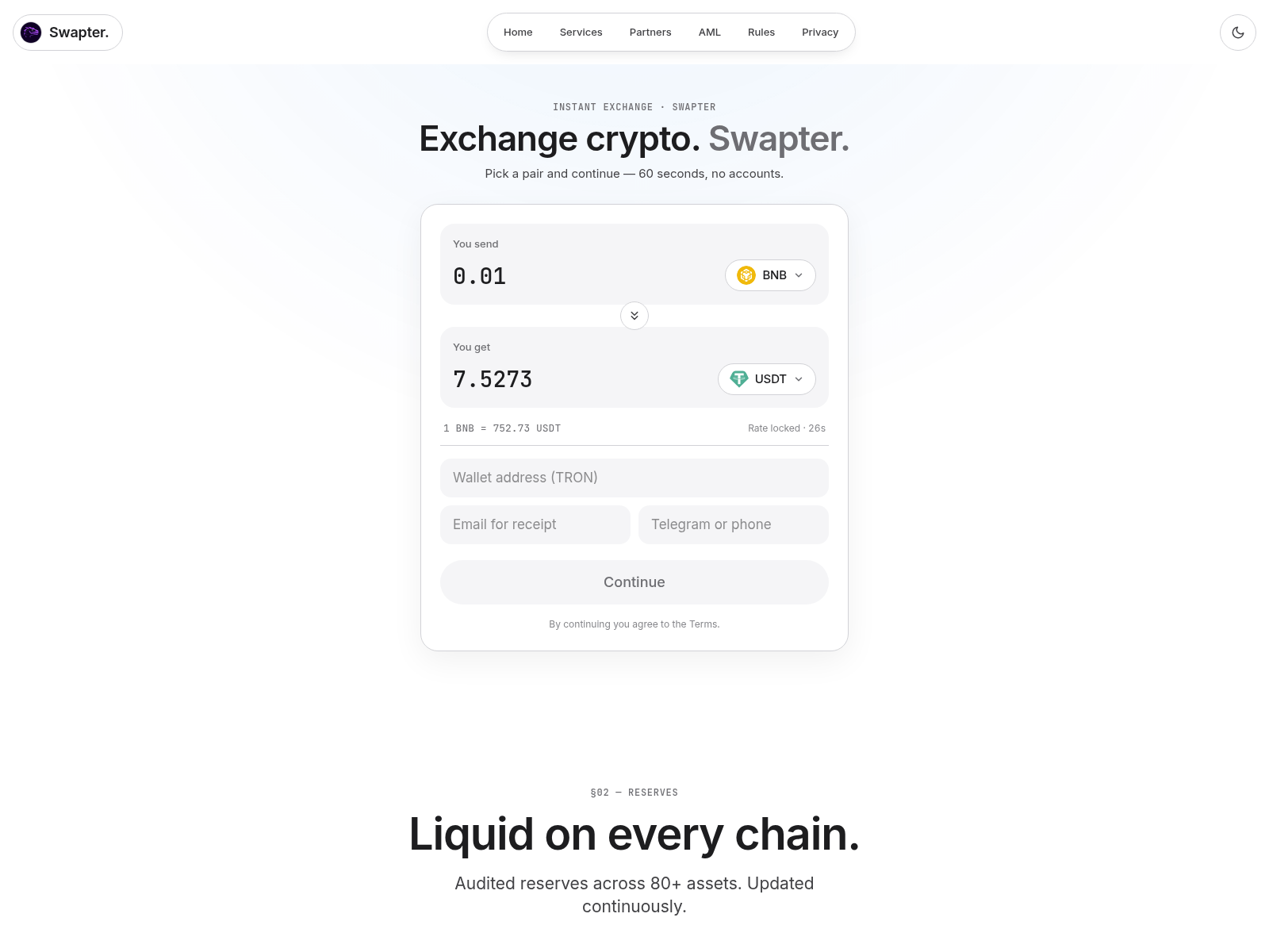 Снимок экрана swapters.com