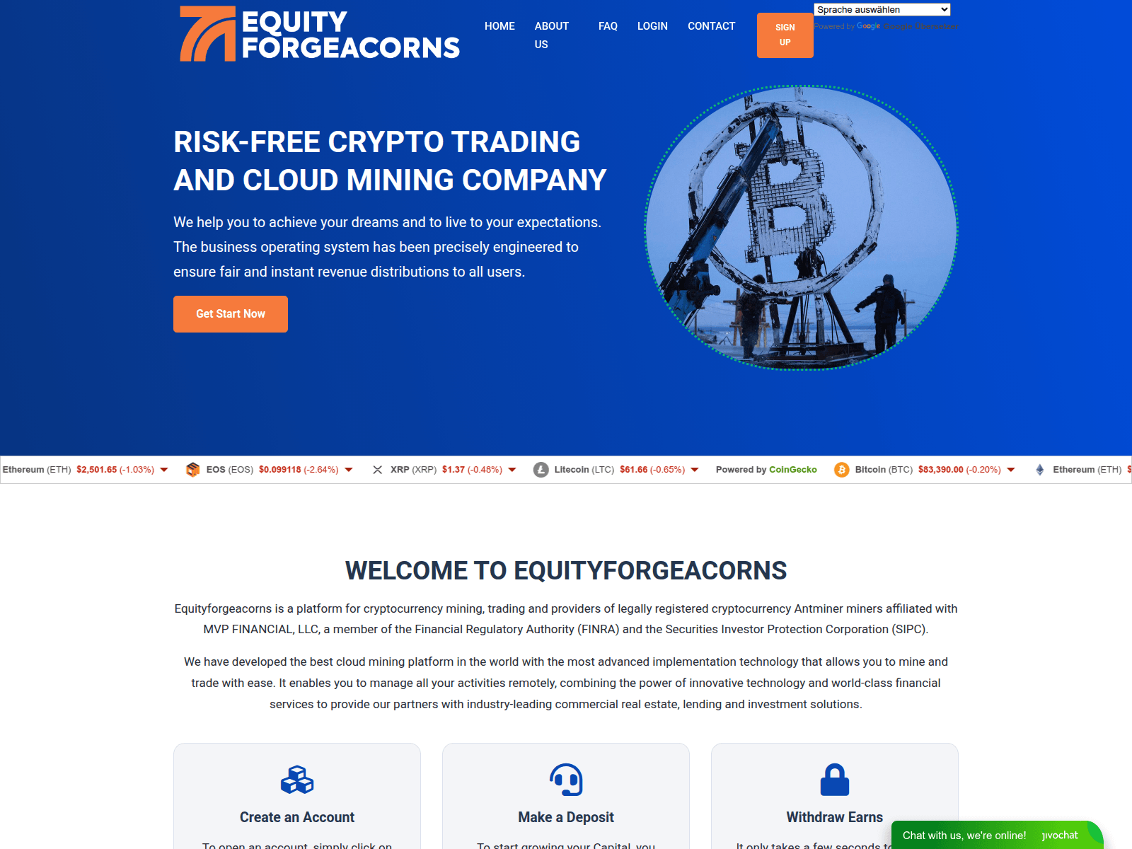 Снимок экрана equityforgeacorns.com