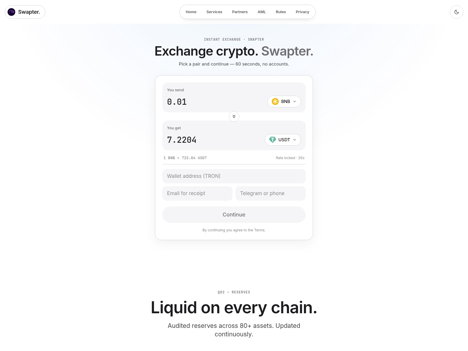 Снимок экрана swapters.com