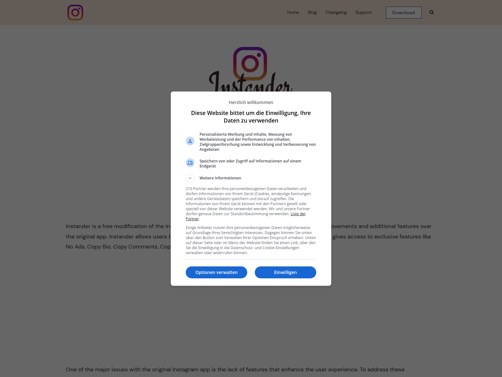 Screenshot von instander.vip