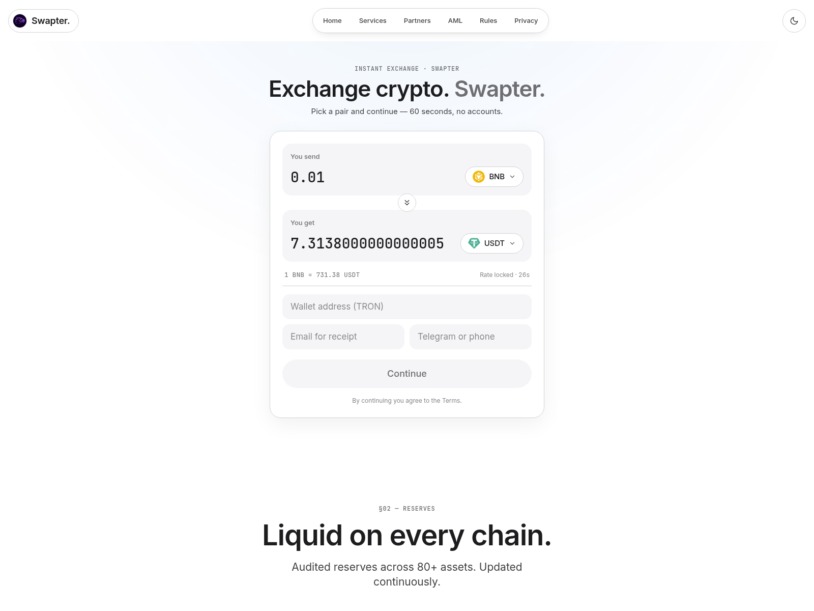 Снимок экрана swapters.com