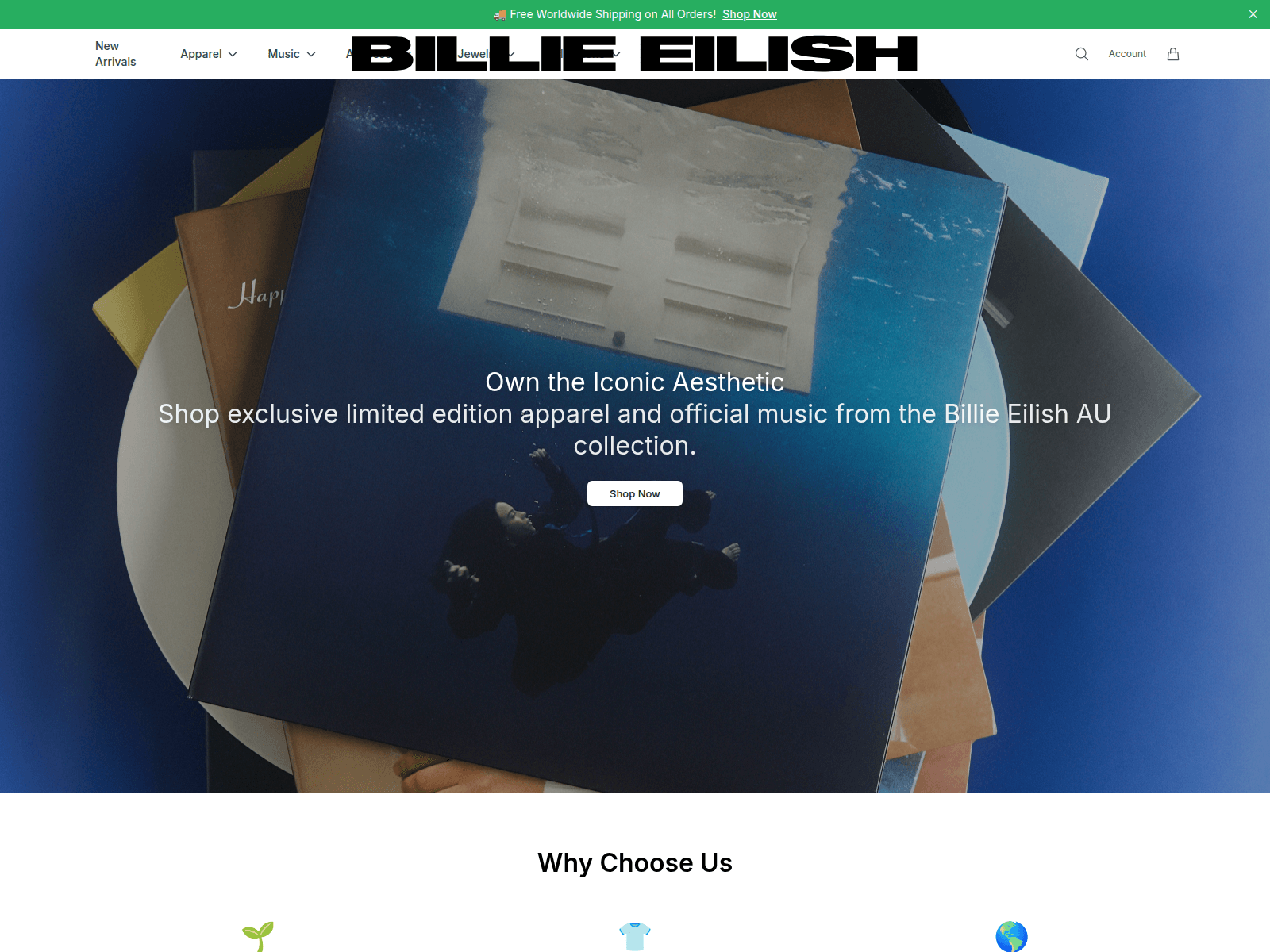 Tangkapan layar billieeilishdustore.shop