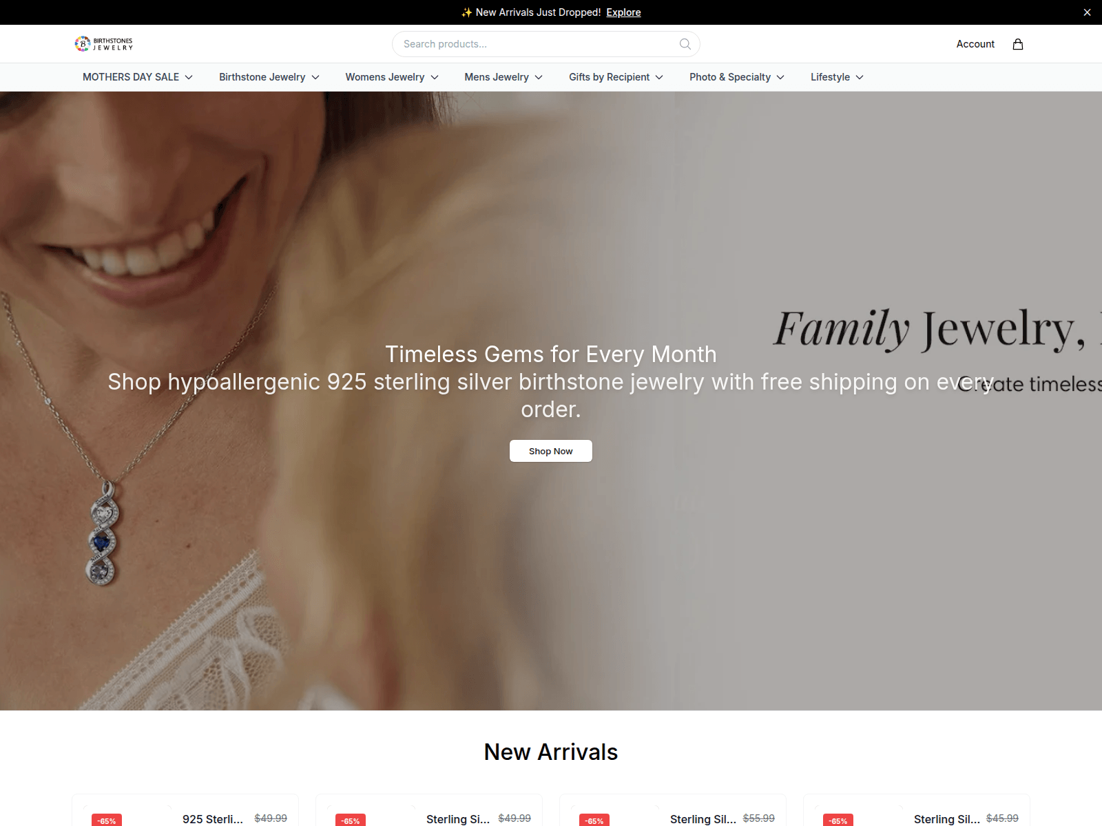 Screenshot of birthstonesjewelryonline.shop