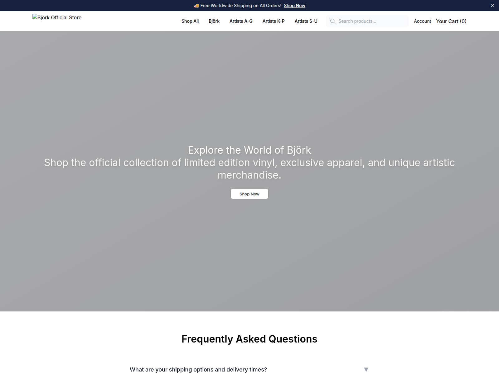 Screenshot of bjorkstore.shop