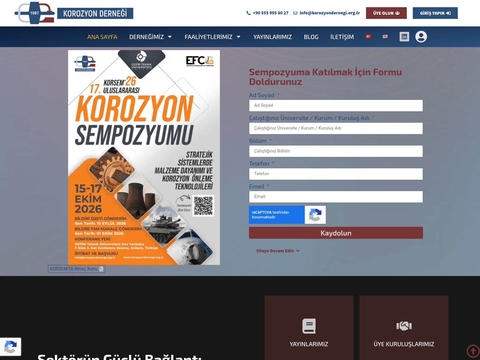 Screenshot of korozyondernegi.org.tr