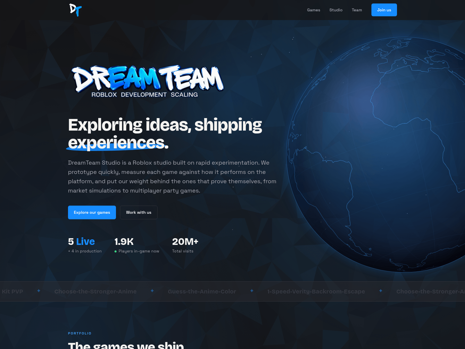 Снимок экрана dreamteamworks.com