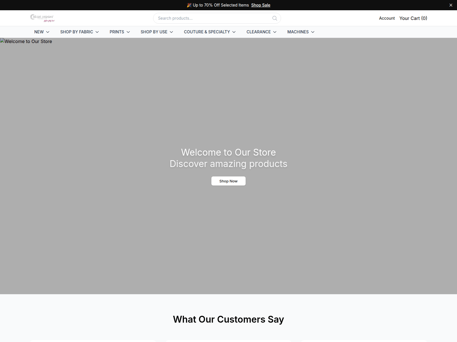 Screenshot of bluemoonfabricsstudio.shop