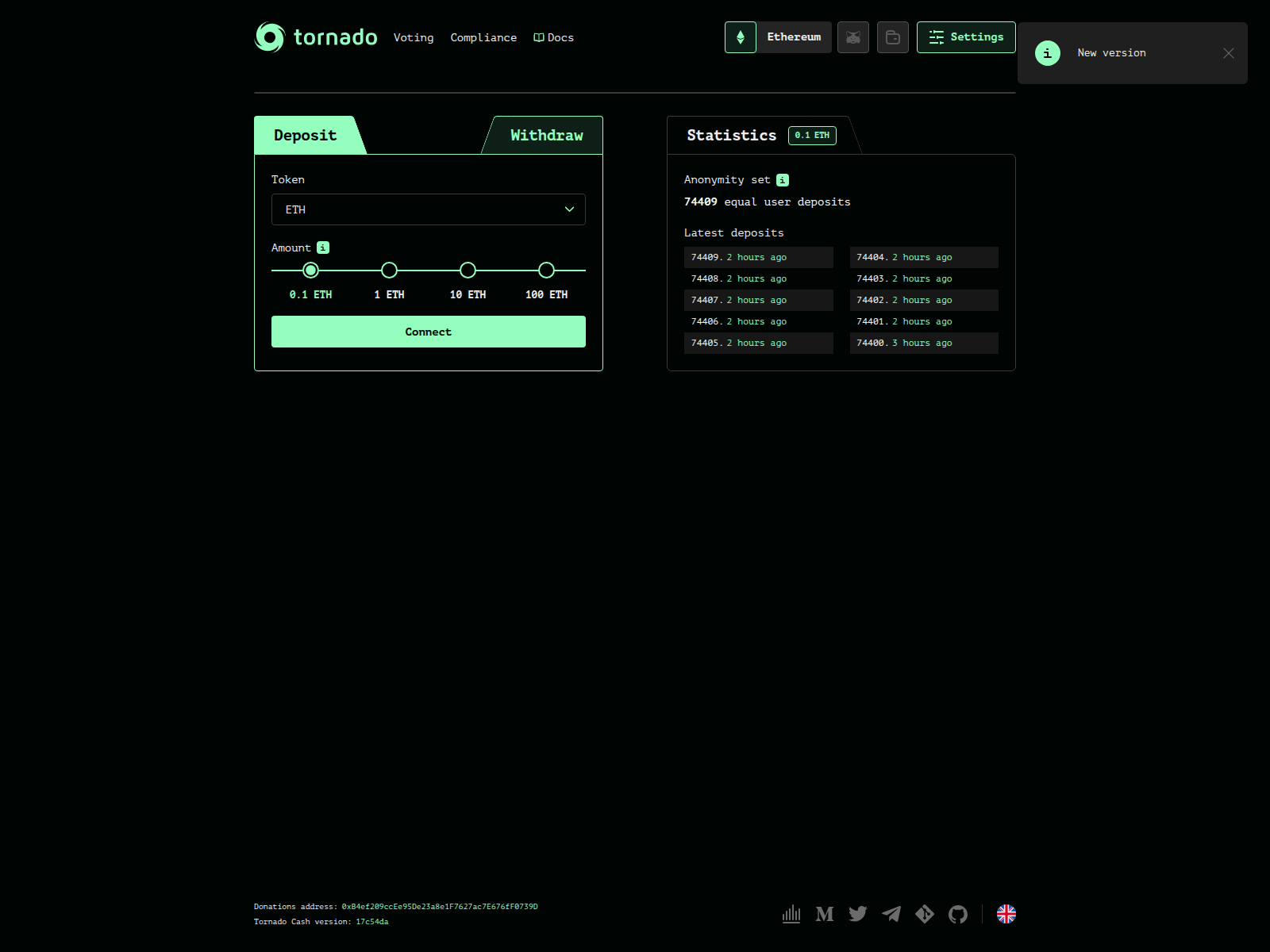v2-tornadocash.com 스크린샷