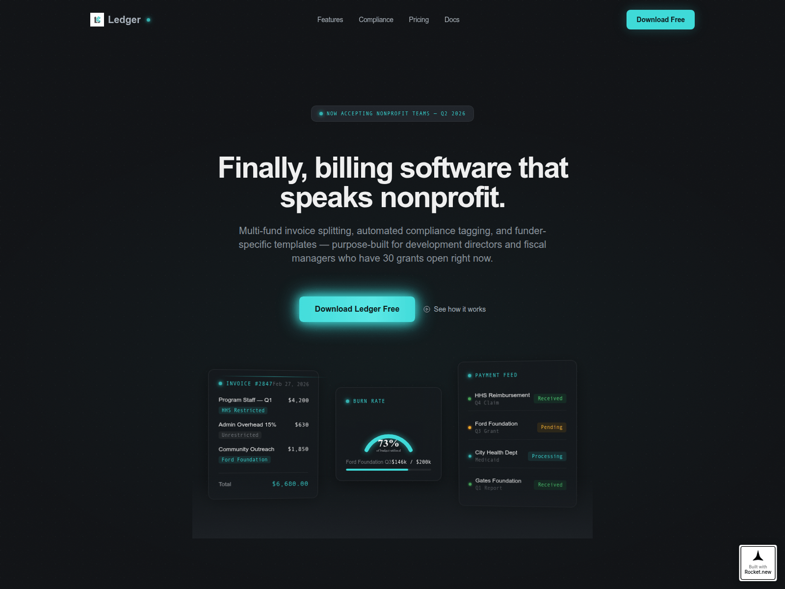 Screenshot of ledger-msqco99.app.builtwithrocket.new