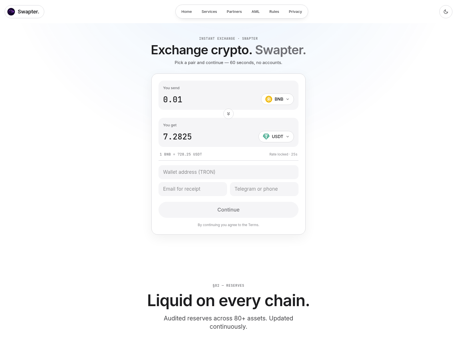 Снимок экрана swapters.com