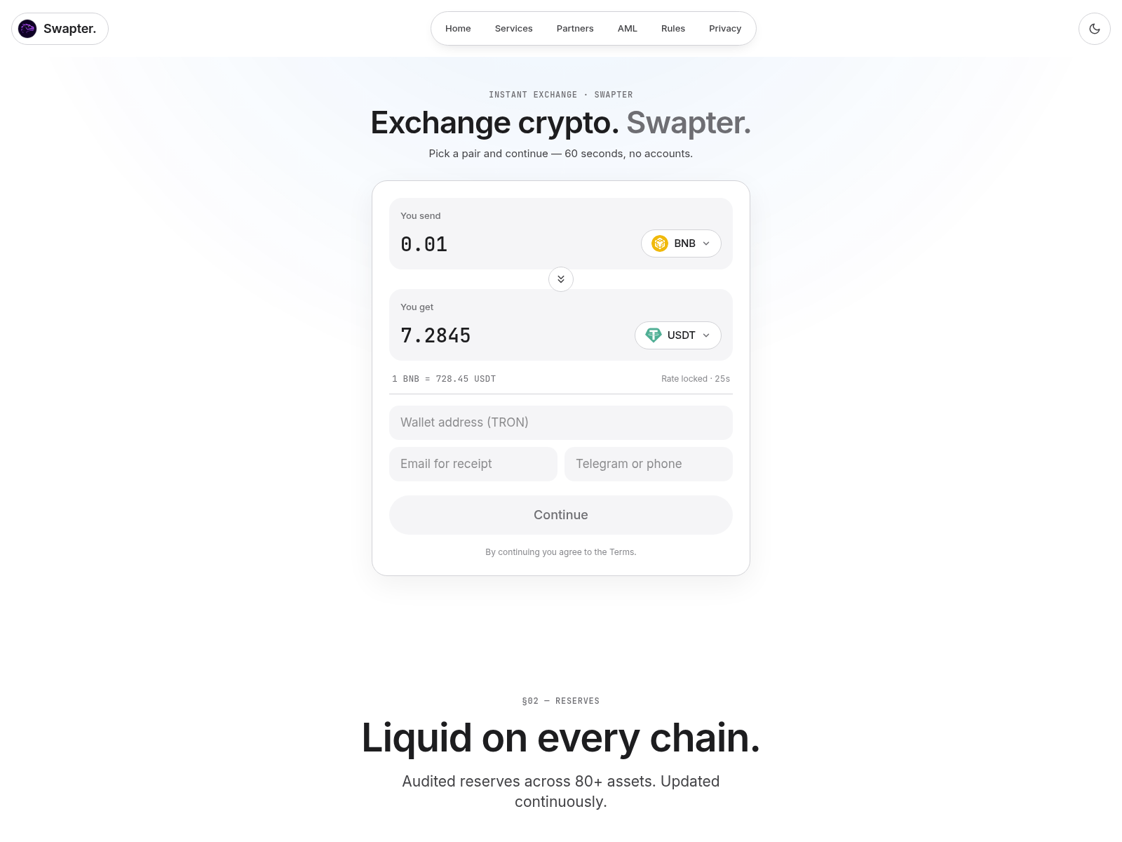 Снимок экрана swapters.com