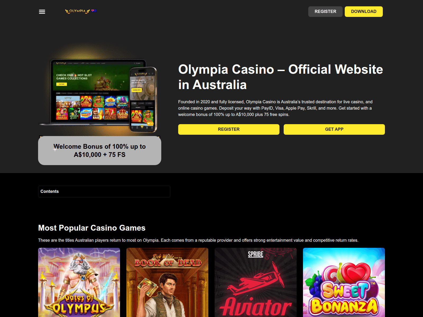 Снимок экрана olympia-au.com
