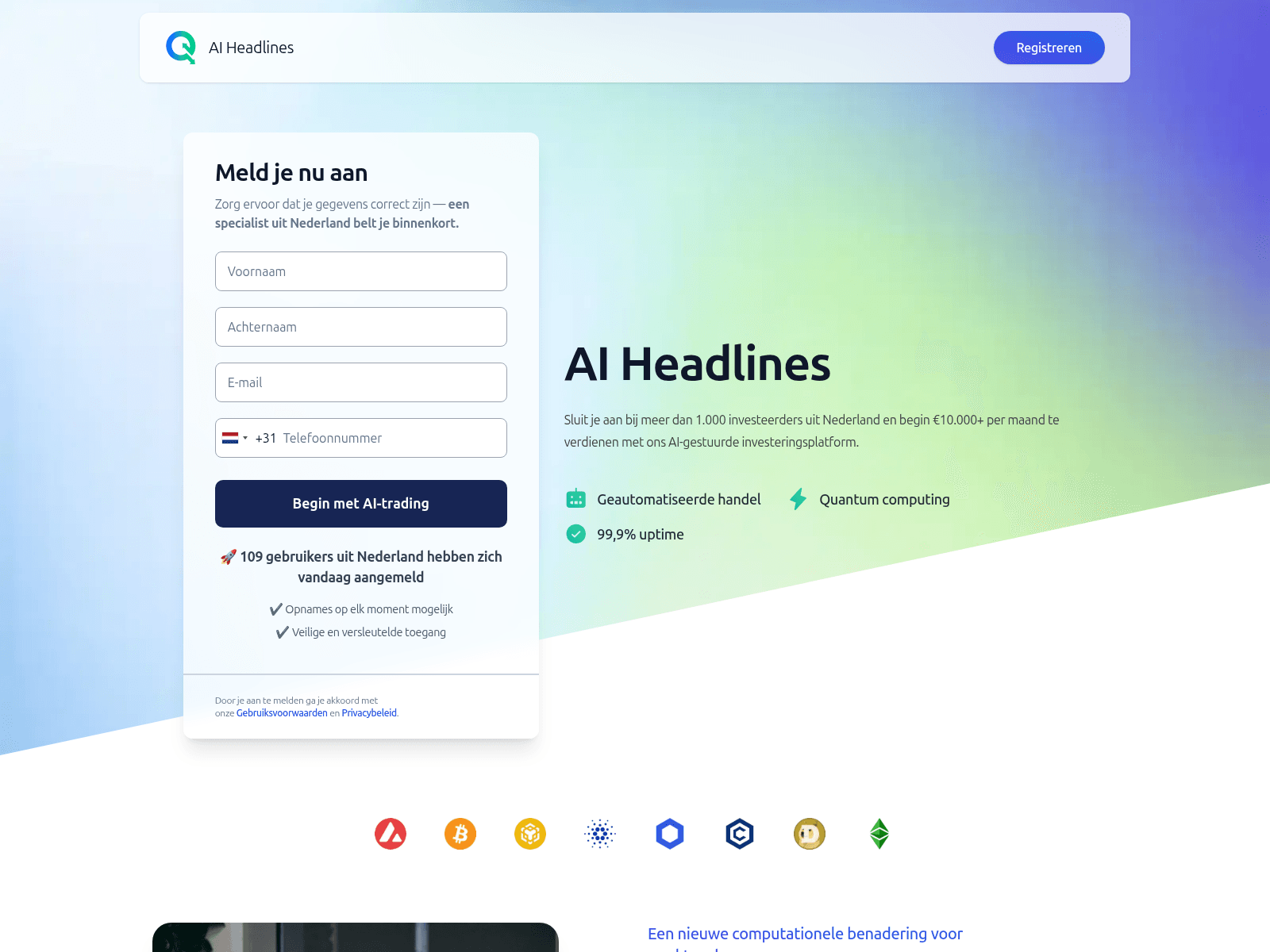 Screenshot of aiheadlinestrade.com