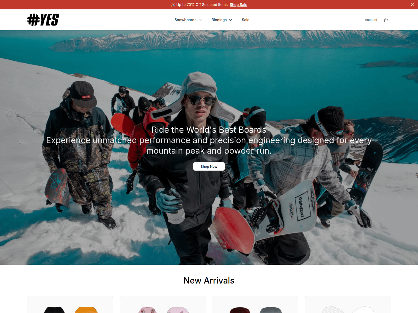 Screenshot of shopyessnowboards.shop