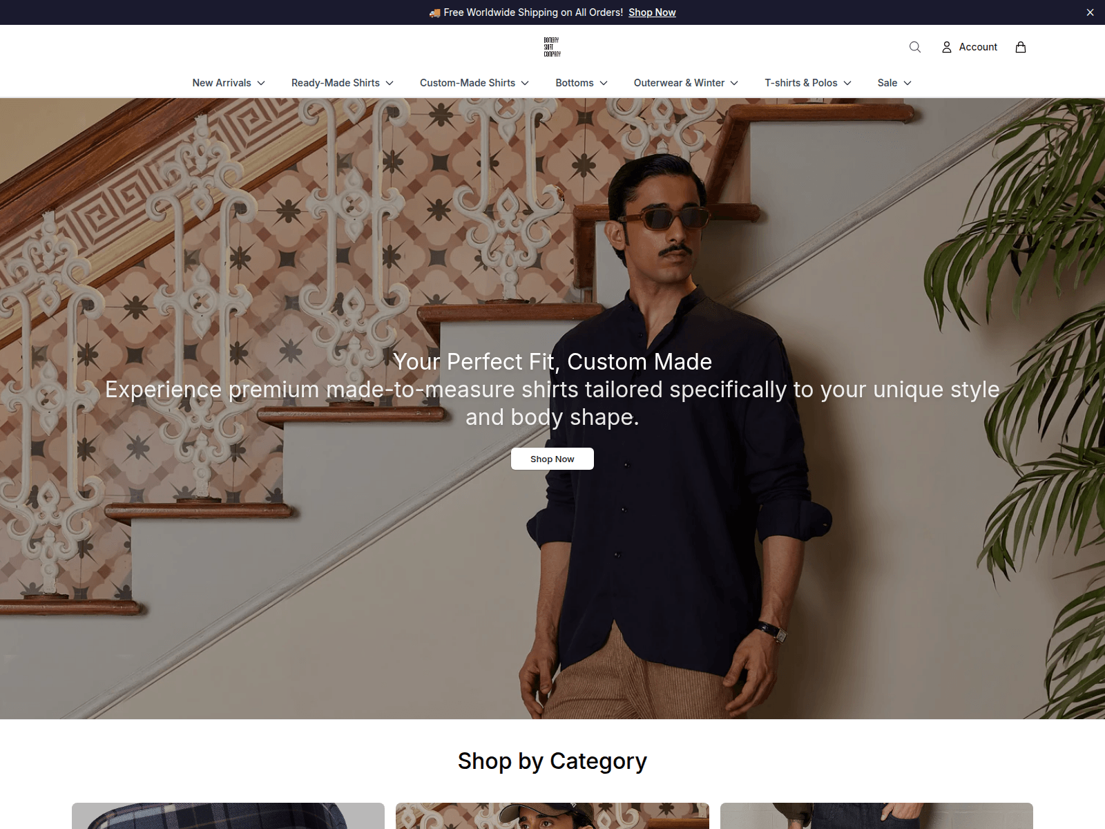 Screenshot of bombayshirtcompanywear.shop
