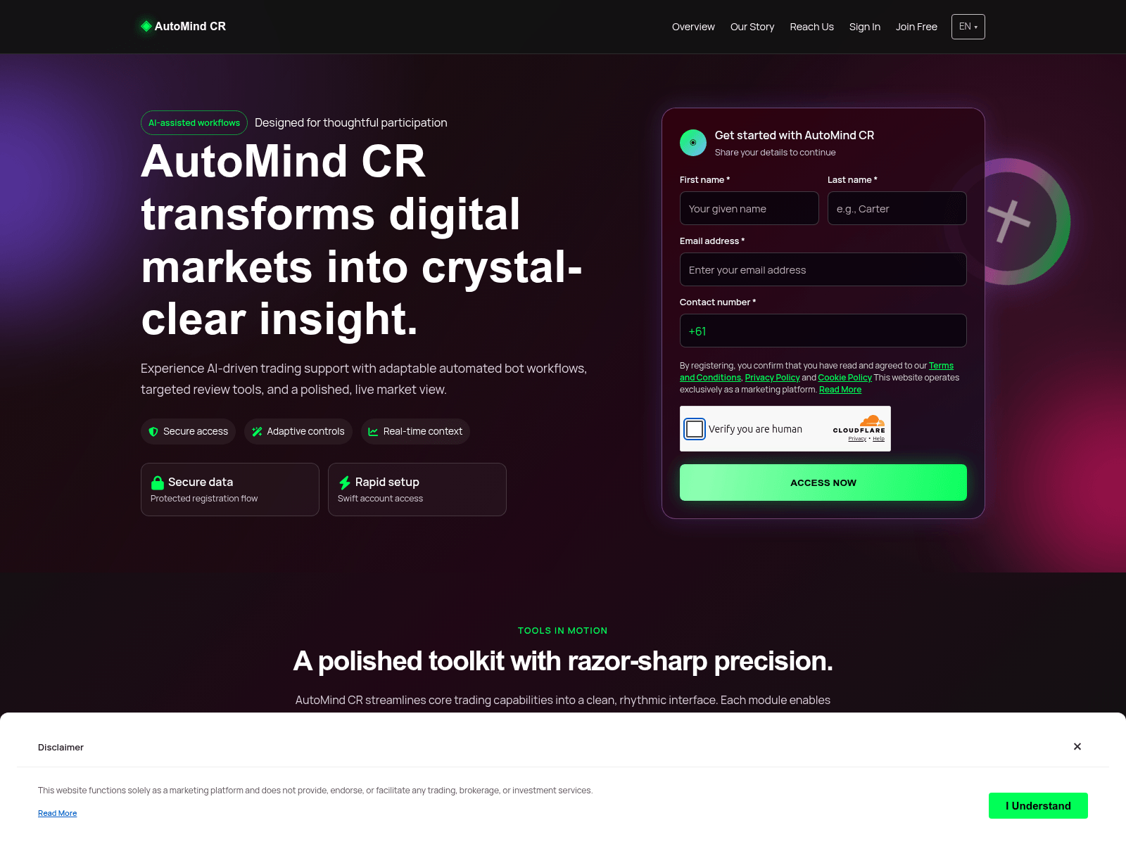 Screenshot of automindcr.digital