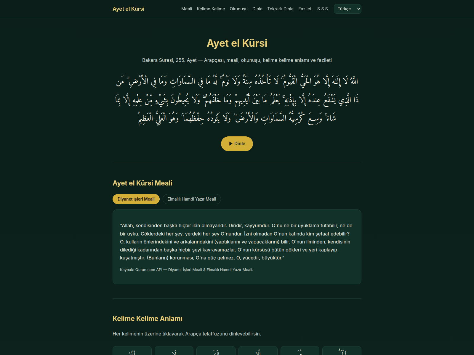 لقطة شاشة لـ ayetelkursi.net