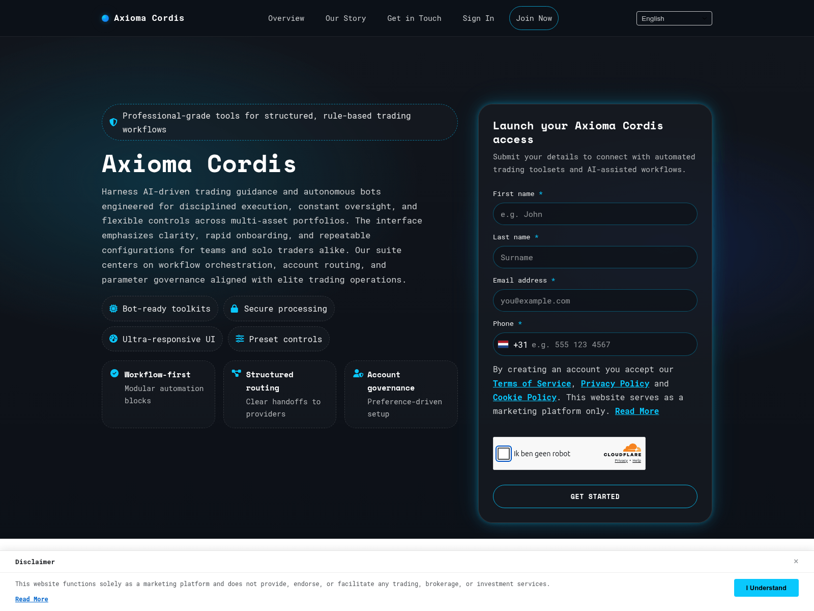 Screenshot of axiomacordis-tech.com