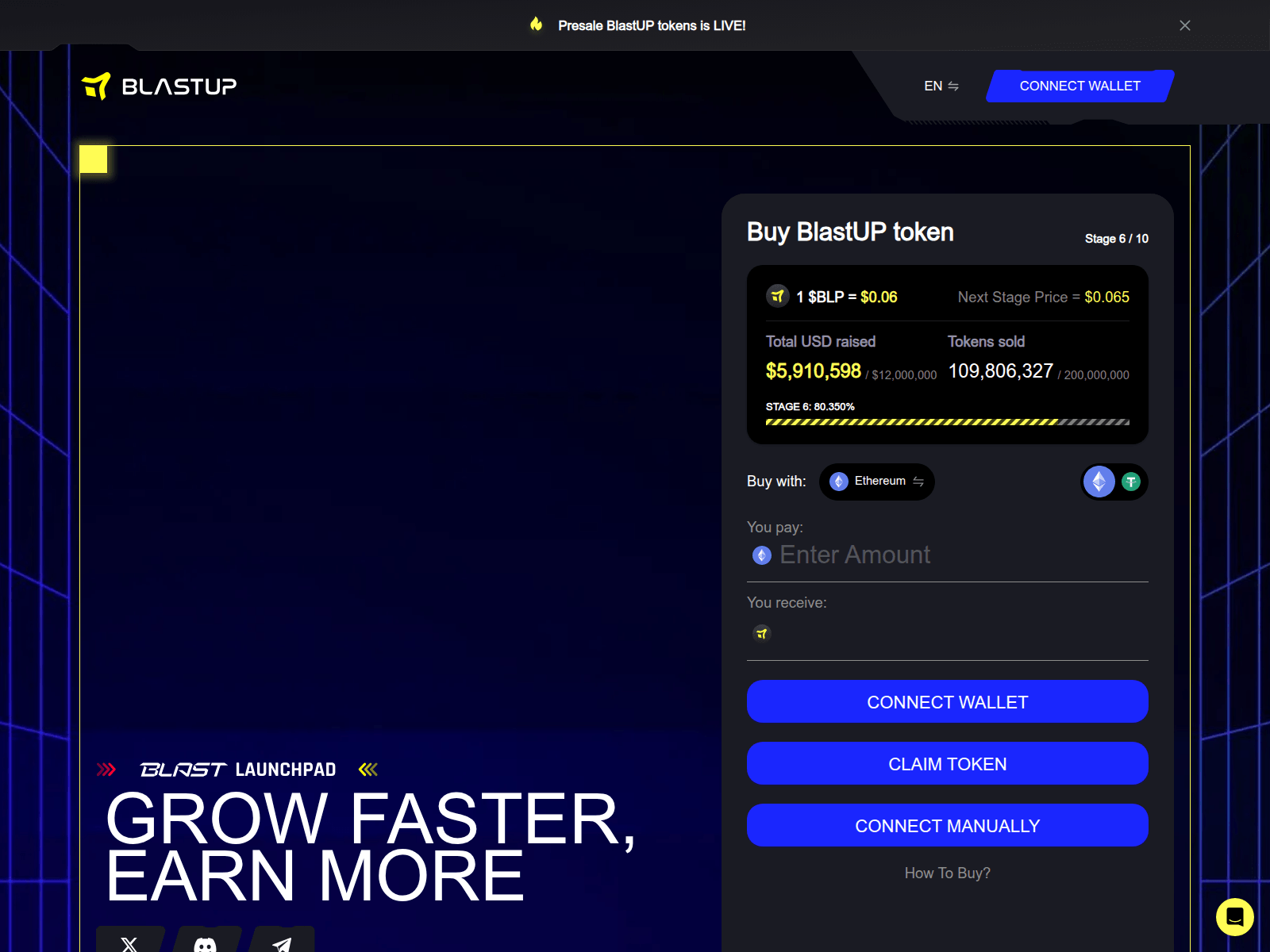 Снимок экрана blastup-node.pages.dev