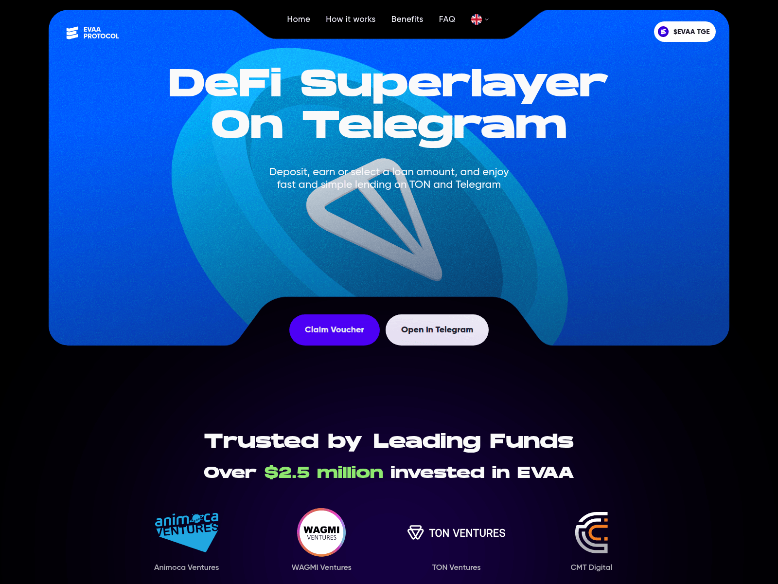 Снимок экрана evaa-finance-claim.pages.dev