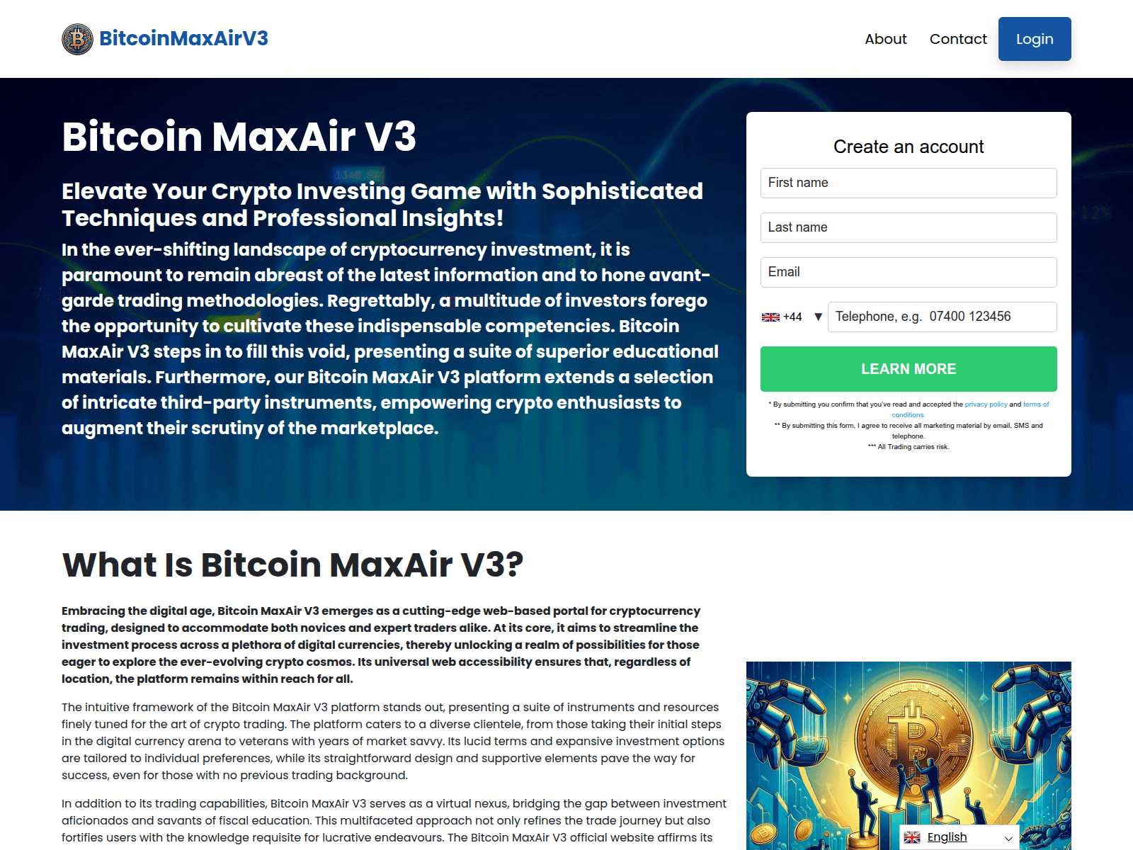 Screenshot von bitcoinmaxair.app