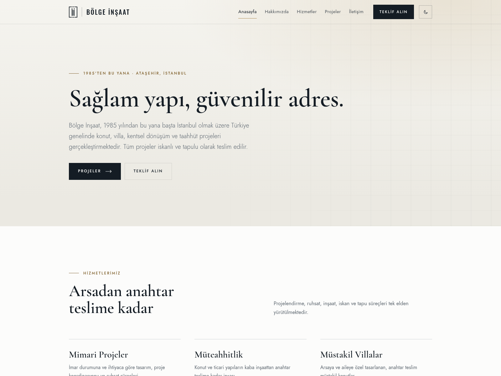 Screenshot of bolgeinsaat.com