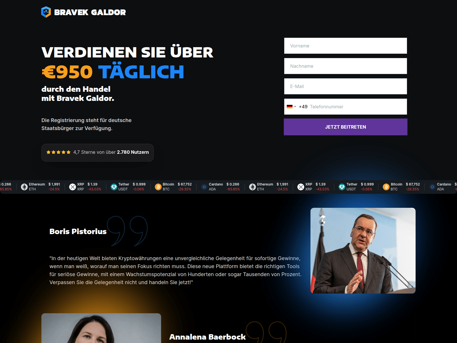 Screenshot of bravekgaldor.com